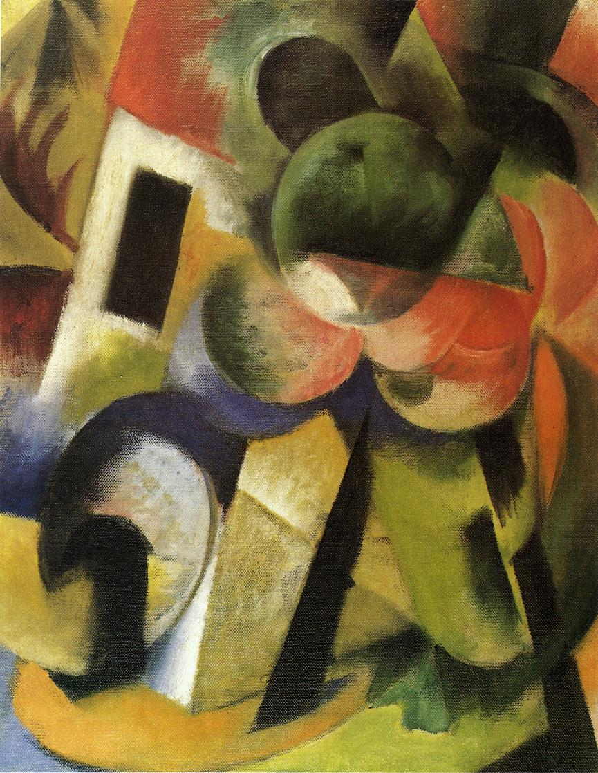 (image for) Handmade Oil painting for home canvas, oil painting framed canvas for living room Franz Marc's art Small Composition II 1914